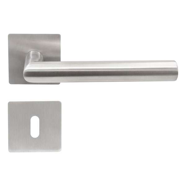 Slotman Solutions Deurklink RVS op vierkante magneet rozet met sleutelgat - Deurkruk Slotman Solutions Deurklink RVS op vierkante magneet rozet met sleutelgat - Deurkruk
