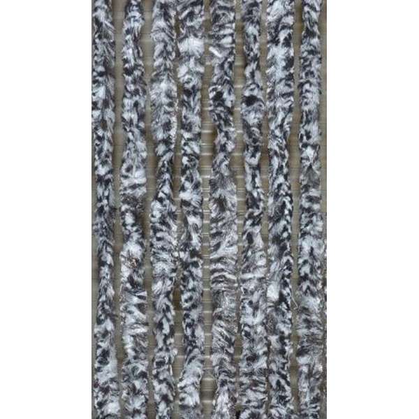 Vliegengordijnenexpert - Kattenstaart - 100x230 cm - Zwart-Wit Gevlamd
