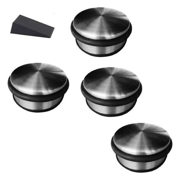 4x RVS deurstopper rond incl deurwig - 4,5 x 11 cm - 1 kg - deurstop 4x RVS deurstopper rond incl deurwig - 4,5 x 11 cm - 1 kg - deurstop