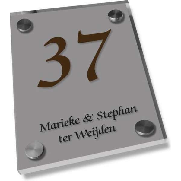 Naambordje voordeur een glashelder naambord zilver, 20x25cm Naambordje voordeur een glashelder naambord zilver, 20x25cm