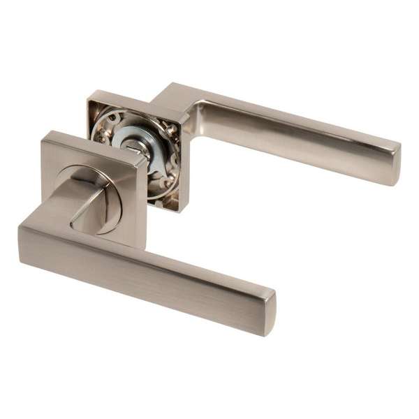 Deurklink Ostium Monta - Zilver deurklink set op vierkante rozet - Zilver Deurbeslag Deurklink Ostium Monta - Zilver deurklink set op vierkante rozet - Zilver Deurbeslag