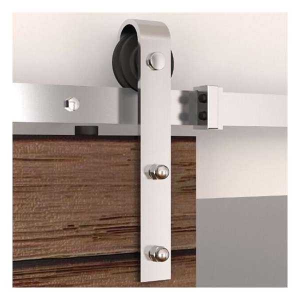 Barnwood / Schuifdeur systeem Complete set RVS 2 meter uit één stuk rail systeem Barnwood / Schuifdeur systeem Complete set RVS 2 meter uit één stuk rail systeem