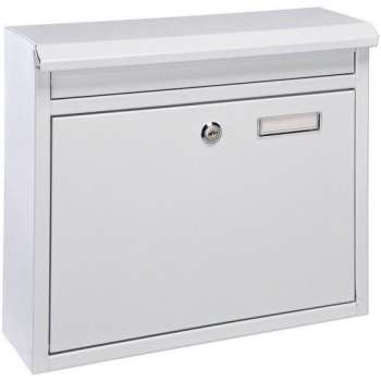 Witte brievenbus ijzer met slot - 36 x 12 x 32 cm - Postbus - Woonaccessoires