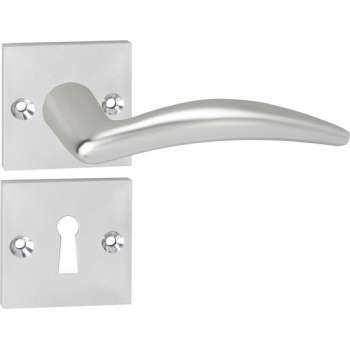 Impresso Windsor Deurklink – Deurbeslag – Vierkant – Rozet met Schroeven en Sleutelgat – Aluminium