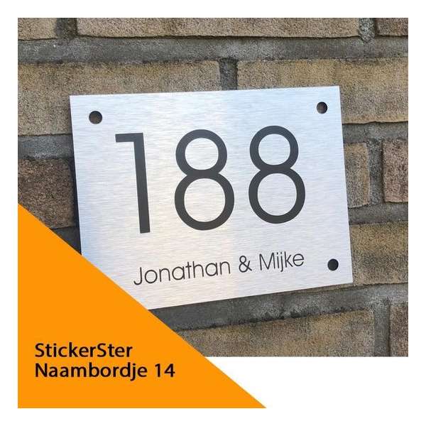 RVS look naambordje voordeur 15x20 cm strak RVS look naambordje voordeur 15x20 cm strak