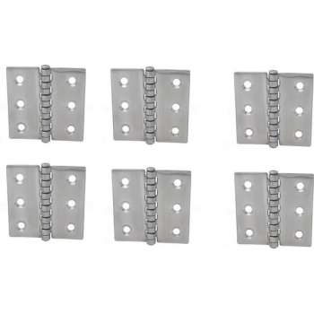 Scharnier - Rvs - 80x70mm - Vaste pen - Rechte hoek - 6 stuks