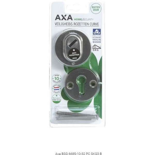 AXA Curve Veiligheidsrozet met Kerntrek beveiliging | SKG*** | Rond | Satin/Inox AXA Curve Veiligheidsrozet met Kerntrek beveiliging | SKG*** | Rond | Satin/Inox