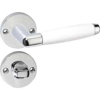 Impresso Durban Deurklink – Deurbeslag – Rond – Rozet met Toiletsluiting – Deurkruk Wit – Chroom