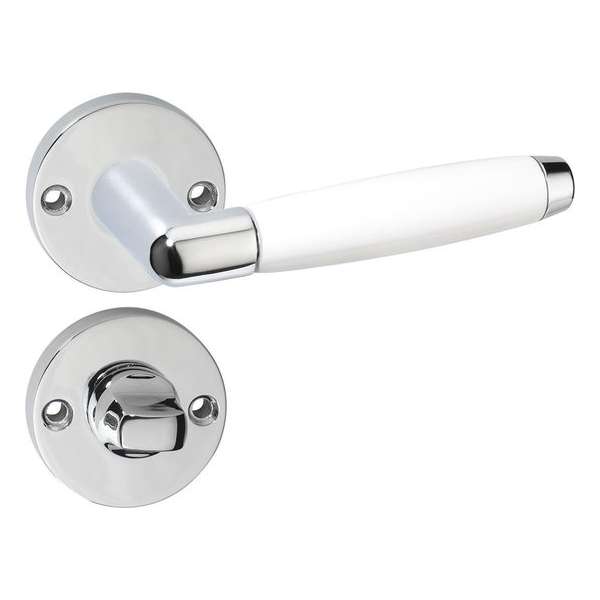 Impresso Durban Deurklink – Deurbeslag – Rond – Rozet met Toiletsluiting – Deurkruk Wit – Chroom Impresso Durban Deurklink – Deurbeslag – Rond – Rozet met Toiletsluiting – Deurkruk Wit – Chroom