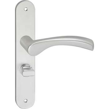 Impresso Oxford Deurklink – Deurbeslag – Ovaal – Deurschild met Schroeven en Toiletsluiting – Gebogen Deurkruk – Aluminium