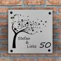 Naambord Opaal acrylglas met boom  - 20x20 cm
