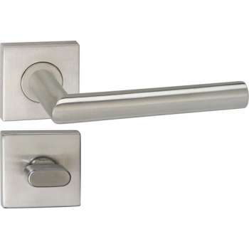 Impresso Harrow Deurklink – Deurbeslag – Vierkant – Rozet met Toiletsluiting – Zilver