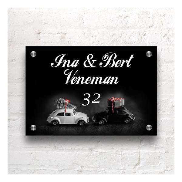 Naambordje VW Kever - UV- en weerbestendig 8 mm dik plexiglas Naambordje VW Kever - UV- en weerbestendig 8 mm dik plexiglas