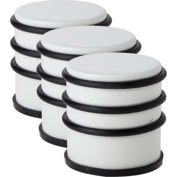 4x stuks deurstoppers rond metaal/rubber 7 cm - Deurstop/deurvastzetter 4x stuks deurstoppers rond metaal/rubber 7 cm - Deurstop/deurvastzetter