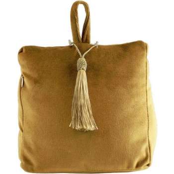 Set van 2x stuks fluwelen deurstoppers koperkleurig 17 x 10 x 18 cm - Deurstopperss