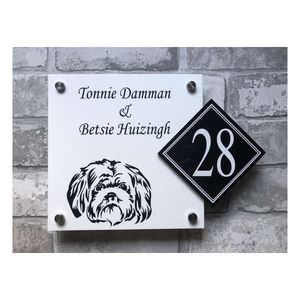 Naambordje voordeur Shih Tzu hondje Naambordje voordeur Shih Tzu hondje