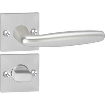 Impresso Cambridge Deurklink – Deurbeslag – Vierkant – Rozet met Schroeven en Toiletsluiting – Zilver