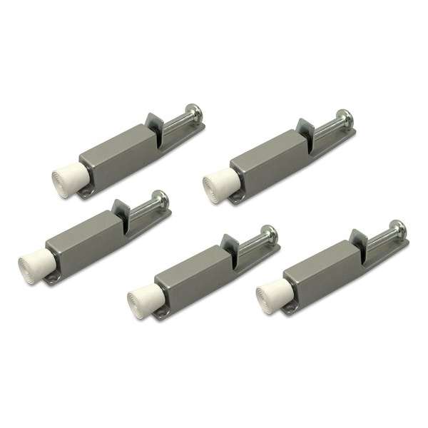 5x stuks deurvastzetter / deurvastzetters zilvergrijs met voetstift 12 x 2,5 cm - deurstoppers / deurbuffers 5x stuks deurvastzetter / deurvastzetters zilvergrijs met voetstift 12 x 2,5 cm - deurstoppers / deurbuffers
