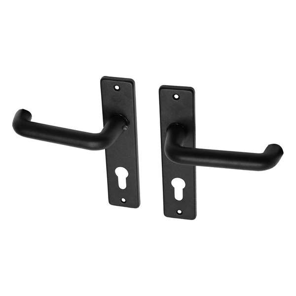 Wovar Zwarte deurklinken met schild PC72 aluminium coupemodel - Per set Wovar Zwarte deurklinken met schild PC72 aluminium coupemodel - Per set