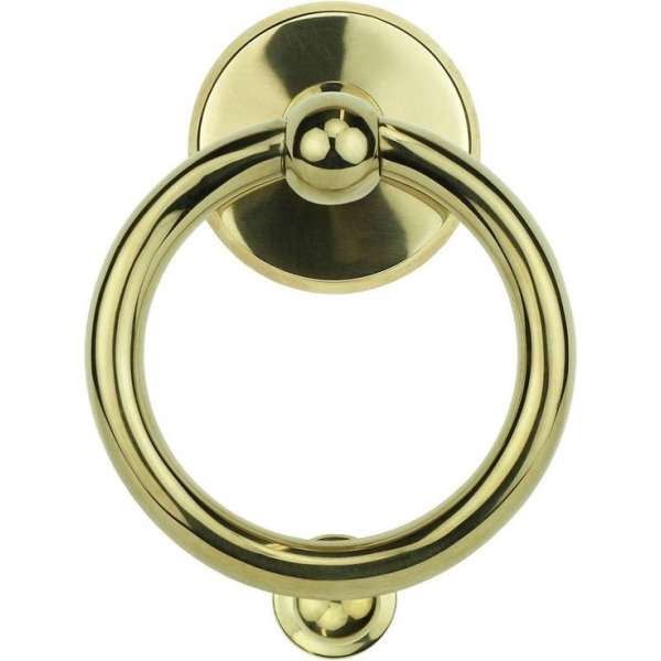 Deurklopper ring gepolijst messing met aanslag Bottrop - 160 mm Deurklopper ring gepolijst messing met aanslag Bottrop - 160 mm