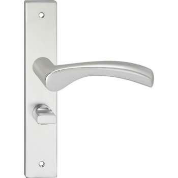 Impresso Oxford Deurklink – Deurbeslag – Vierkant – Deurschild met Schroeven en Toiletsluiting – Gebogen Deurkruk – Aluminium