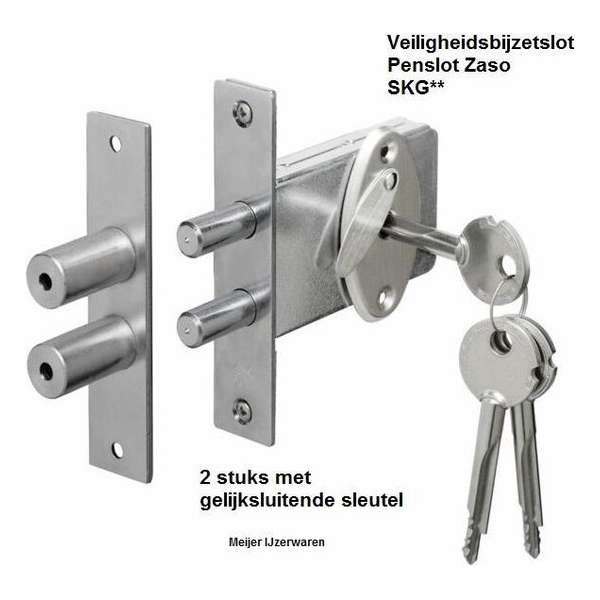 GELIJKSLUITEND VEILIG Veiligheids Penslot SKG2 - 2 STUKS GELIJKSLUITEND VEILIG Veiligheids Penslot SKG2 - 2 STUKS