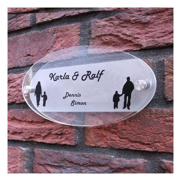 Naambordje voordeur! - Modern naambord van 2 lagen acrylglas - Frosted-look 23x13 cm Naambordje voordeur! - Modern naambord van 2 lagen acrylglas - Frosted-look 23x13 cm