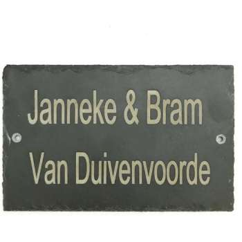 Naambordje leisteen gepersonaliseerd naambordje 18 x 11 (gelaserd)
