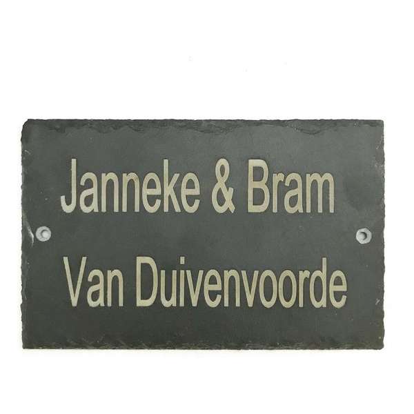 Naambordje leisteen gepersonaliseerd naambordje 18 x 11 (gelaserd) Naambordje leisteen gepersonaliseerd naambordje 18 x 11 (gelaserd)