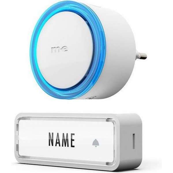 m-e modern-electronics 41150 Complete set voor Draadloze deurbel Met naambord m-e modern-electronics 41150 Complete set voor Draadloze deurbel Met naambord