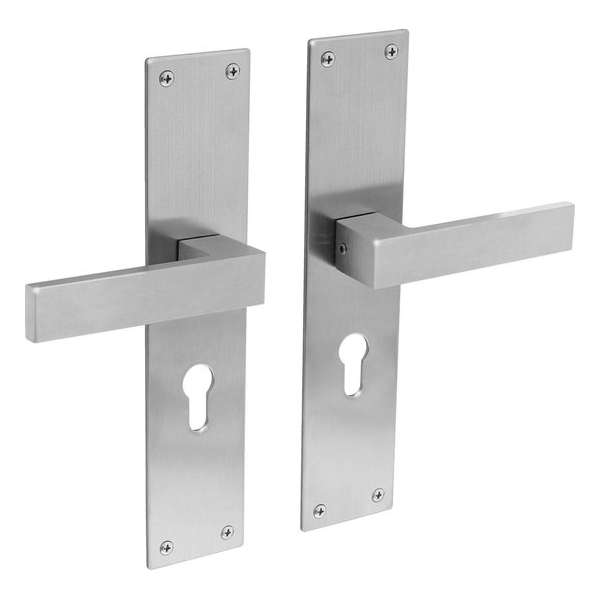 Intersteel Deurkruk Amsterdam met schild 250x55x2mm profielcilindergat 55mm rvs geborsteld Intersteel Deurkruk Amsterdam met schild 250x55x2mm profielcilindergat 55mm rvs geborsteld