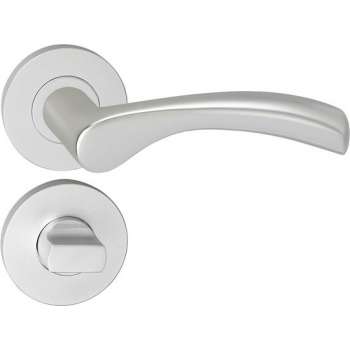 Impresso Oxford Deurklink – Deurbeslag – Rond – Rozet met Toiletsluiting – Gebogen Deurkruk – Aluminium