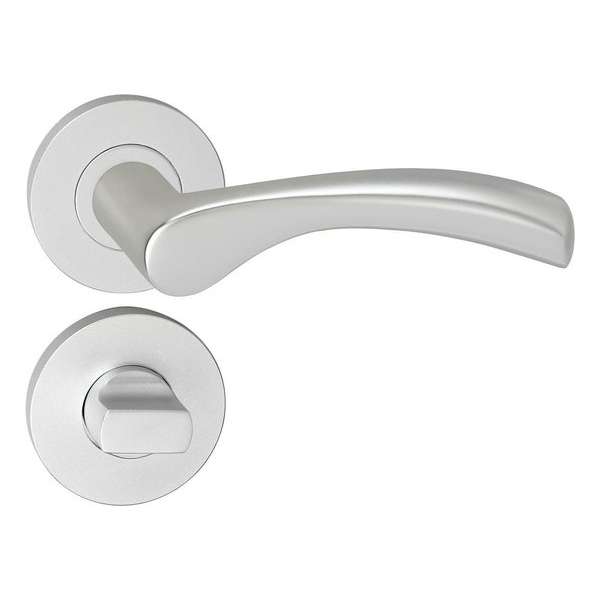 Impresso Oxford Deurklink – Deurbeslag – Rond – Rozet met Toiletsluiting – Gebogen Deurkruk – Aluminium Impresso Oxford Deurklink – Deurbeslag – Rond – Rozet met Toiletsluiting – Gebogen Deurkruk – Aluminium