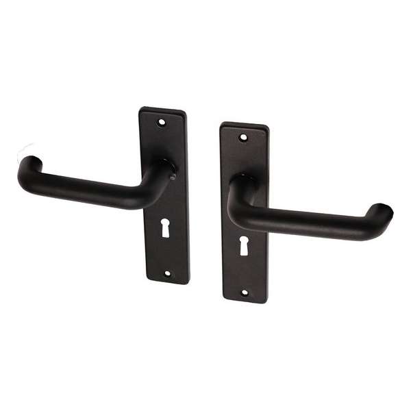 Wovar Zwarte deurklinken met schild SL56 aluminium coupemodel - Per set Wovar Zwarte deurklinken met schild SL56 aluminium coupemodel - Per set