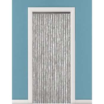 Vliegengordijn/deurgordijn pluche kattenstaarten grijs - 90 x 220 cm - Insectenwerende vliegengordijnen