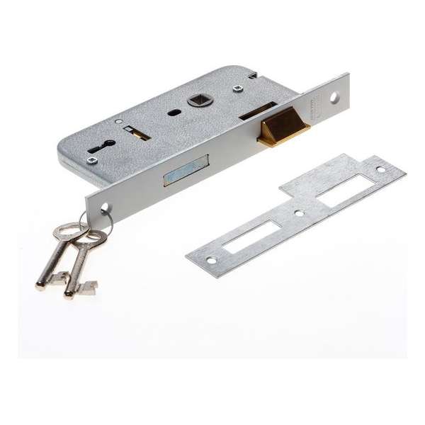 Nemef 66/2 links - Slot afsluitbaar met sleutel - Voor binnendeuren - Doornmaat 50mm - Met sluitplaat - Met 2 sleutels Nemef 66/2 links - Slot afsluitbaar met sleutel - Voor binnendeuren - Doornmaat 50mm - Met sluitplaat - Met 2 sleutels