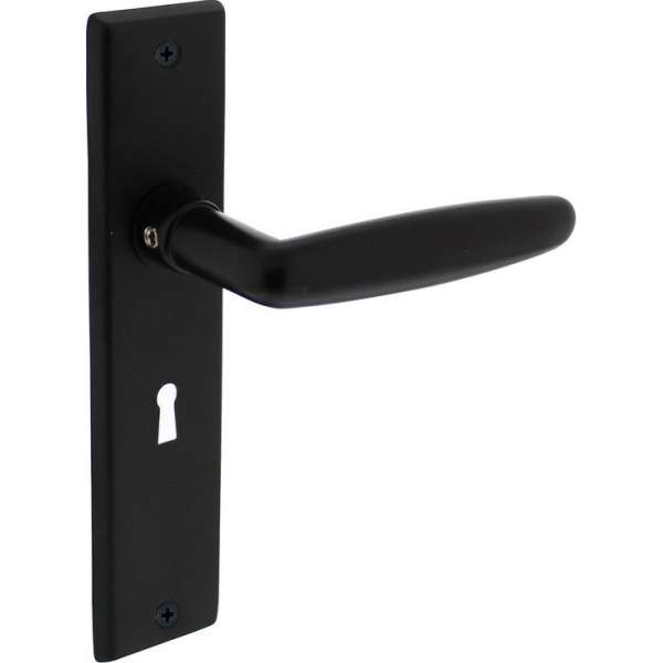 Intersteel Deurkruk Sophie met schild 181x41x7mm sleutelgat 56mm mat zwart Intersteel Deurkruk Sophie met schild 181x41x7mm sleutelgat 56mm mat zwart