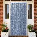 vidaXL Vliegengordijn 90x220 cm chenille blauw. wit en zilver
