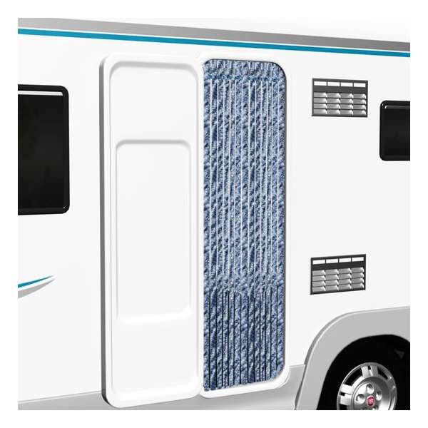 vidaXL Vliegengordijn 56x185 cm chenille blauw. wit en zilver vidaXL Vliegengordijn 56x185 cm chenille blauw. wit en zilver