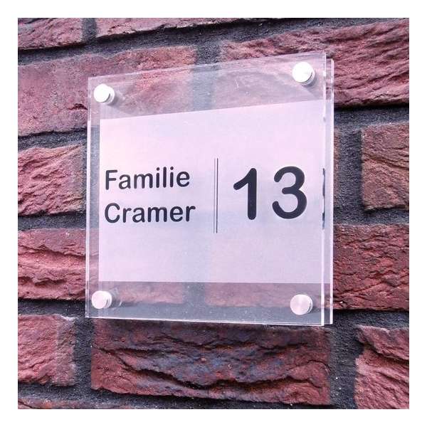 Naambordje voordeur! - Modern naambord van 2 lagen acrylglas - Frosted-look 25x20 cm Naambordje voordeur! - Modern naambord van 2 lagen acrylglas - Frosted-look 25x20 cm