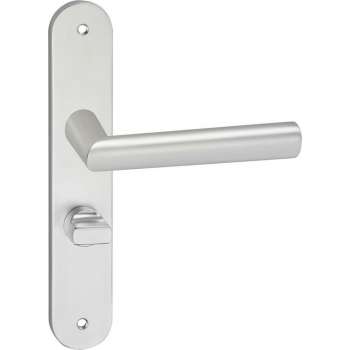 Impresso London Deurklink – Deurbeslag – Ovaal – Deurschild met Schroeven en Toiletsluiting – Zilver