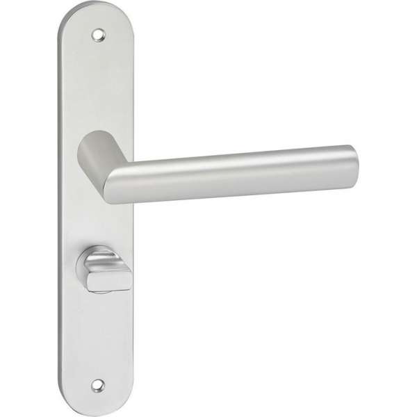 Impresso London Deurklink – Deurbeslag – Ovaal – Deurschild met Schroeven en Toiletsluiting – Zilver