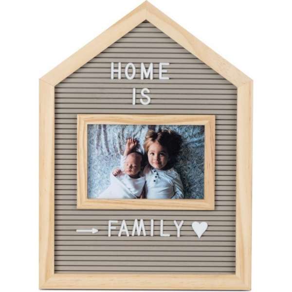 Balvi Letterbord met fotolijst 34 cm, hout, grijs Balvi Letterbord met fotolijst 34 cm, hout, grijs