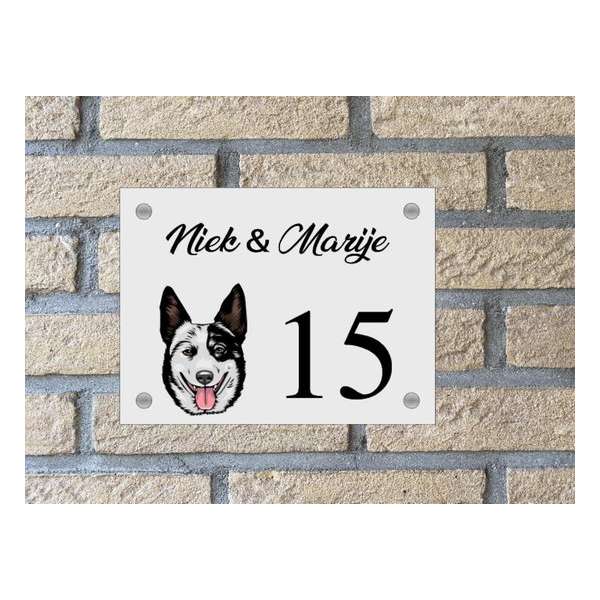 Naambordje voordeur hond Australian cattle dog wit Naambordje voordeur hond Australian cattle dog wit