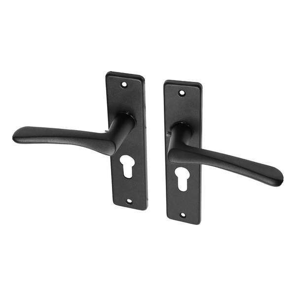 Wovar Zwarte deurklinken met schild PC55 aluminium vlindermodel - Per Set Wovar Zwarte deurklinken met schild PC55 aluminium vlindermodel - Per Set