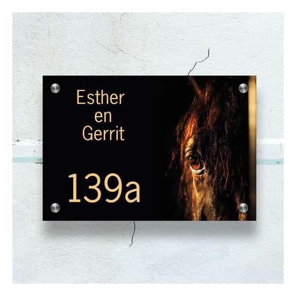 Naambordje Voordeur met Paarden Afbeelding - 8 mm dik plexiglas Naambordje Voordeur met Paarden Afbeelding - 8 mm dik plexiglas