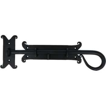 Grendel ijzer zwart, grondplaat 195 x 70 mm