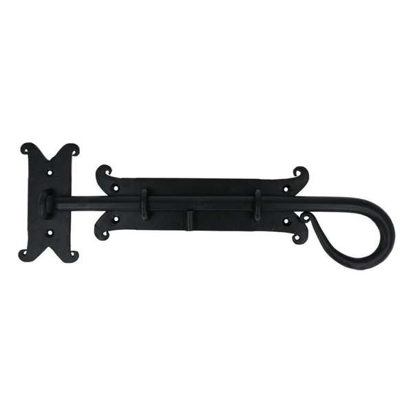 Grendel ijzer zwart, grondplaat 195 x 70 mm Grendel ijzer zwart, grondplaat 195 x 70 mm
