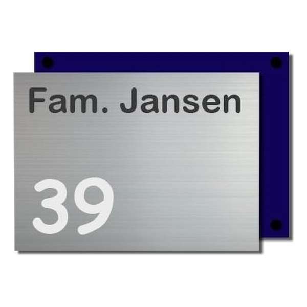 Naambordje RVS Kunststof | Cubo-Line blauw 20x15 cm Naambordje RVS Kunststof | Cubo-Line blauw 20x15 cm