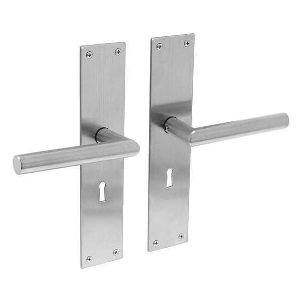 Intersteel Deurkruk Jura met schild 250x55x2mm sleutelgat 56mm rvs geborsteld Intersteel Deurkruk Jura met schild 250x55x2mm sleutelgat 56mm rvs geborsteld